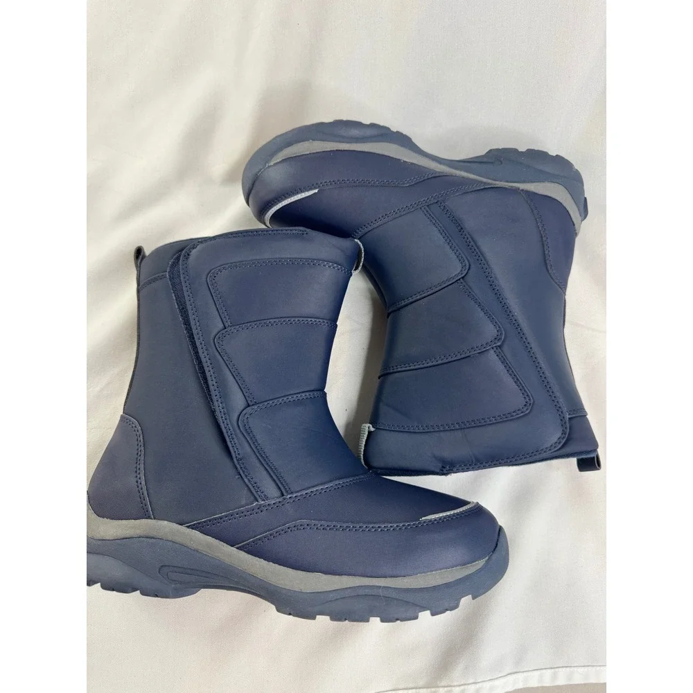 Lands End Youth Snow Flurry Boots Navy Blue Winter Water Resistant 6M V3328